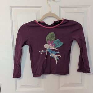 Boden Plum Long Sleeve Tee with Sequin Fairy